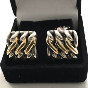 Basket weave SS925 & 18k Earrings